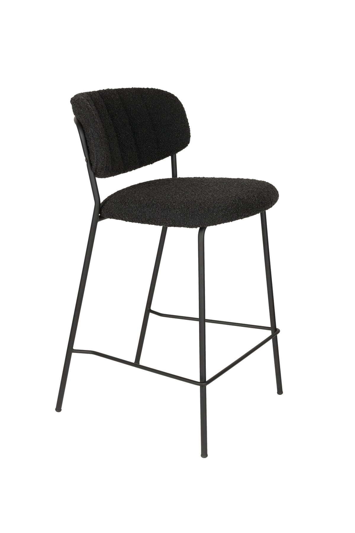 Barstoel Jolien Zwart/ Zwart Bouclé
