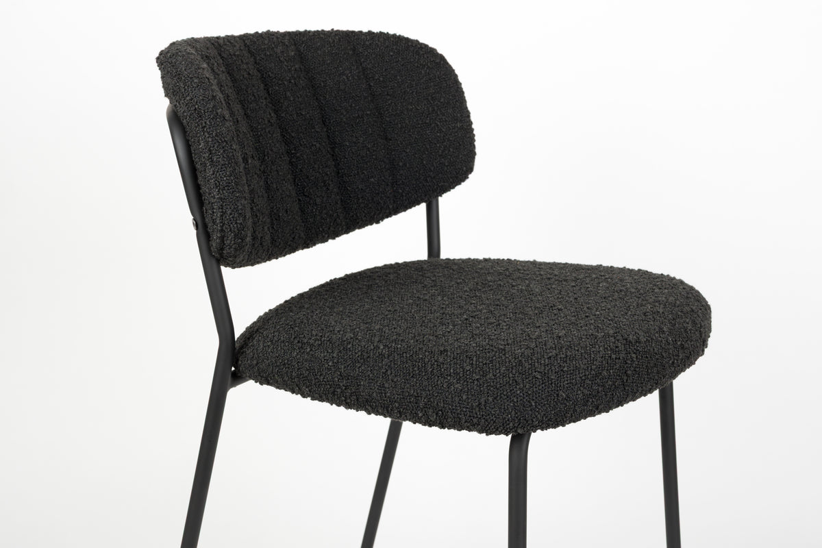 Barstoel Jolien Zwart/ Zwart Bouclé