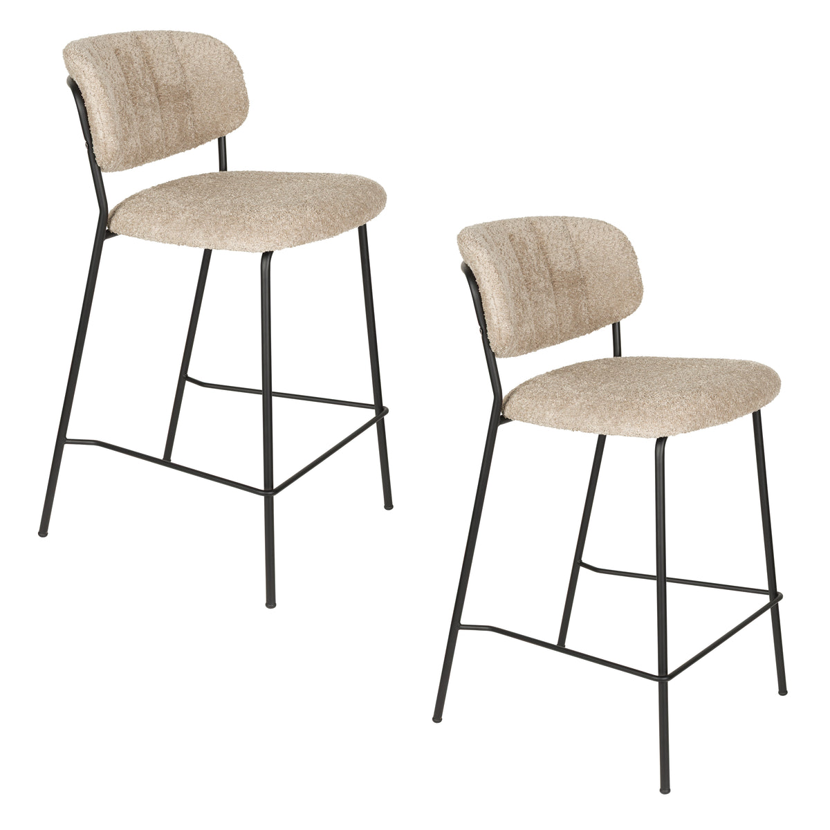 Barstoel Jolien Zwart/ Beige Bouclé