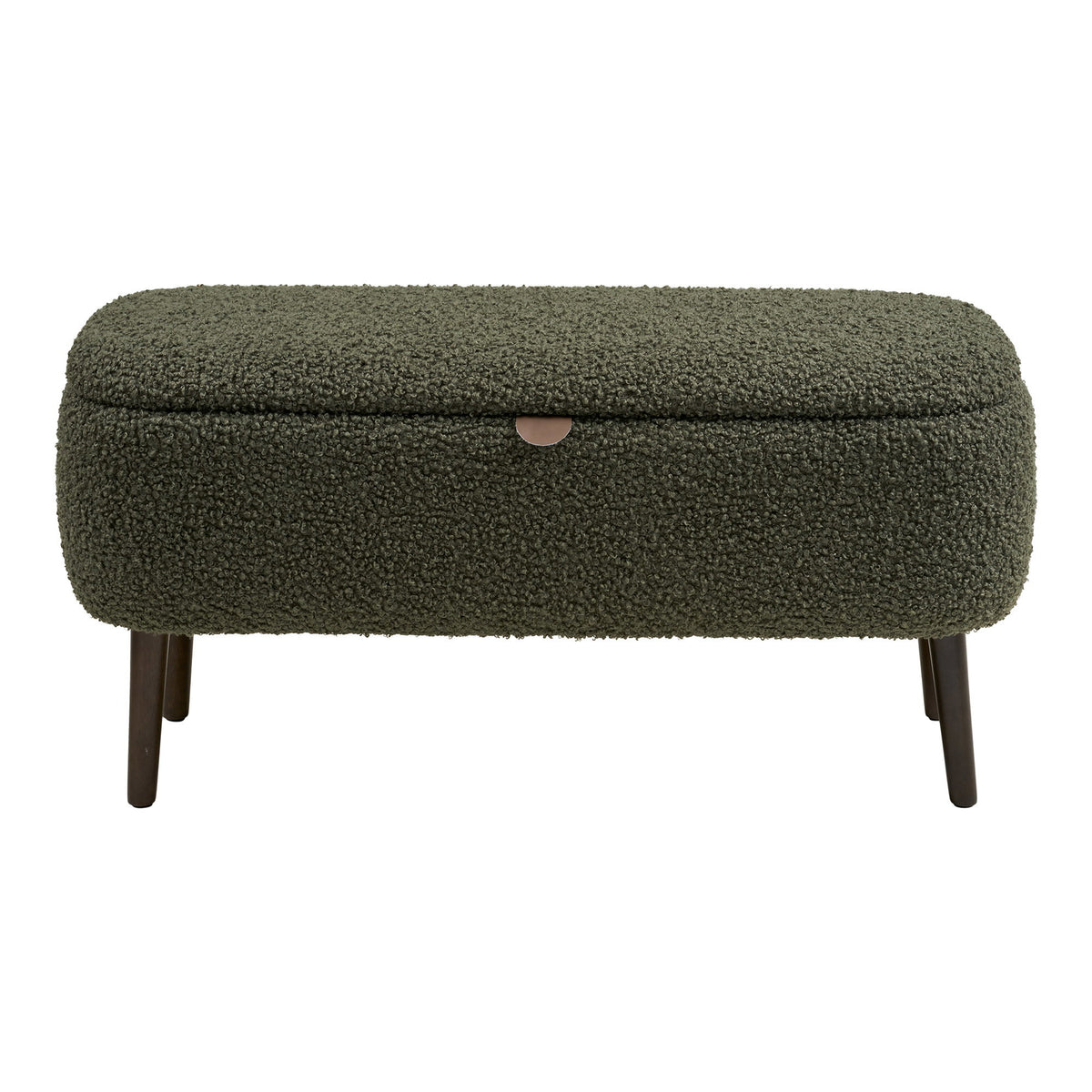 Harlow Bank met opbergruimte - teddy-stof, groen 95x37x45 cm