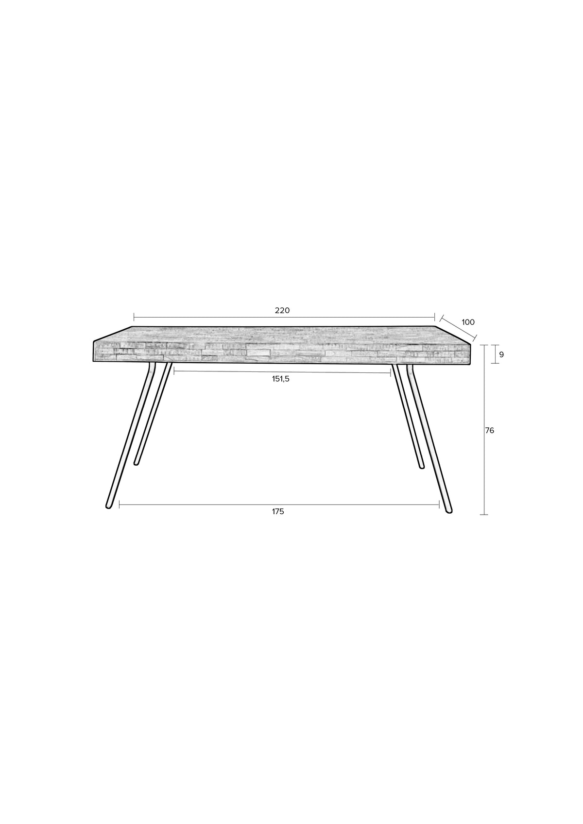 Tafel Suri 220x100 Zwart