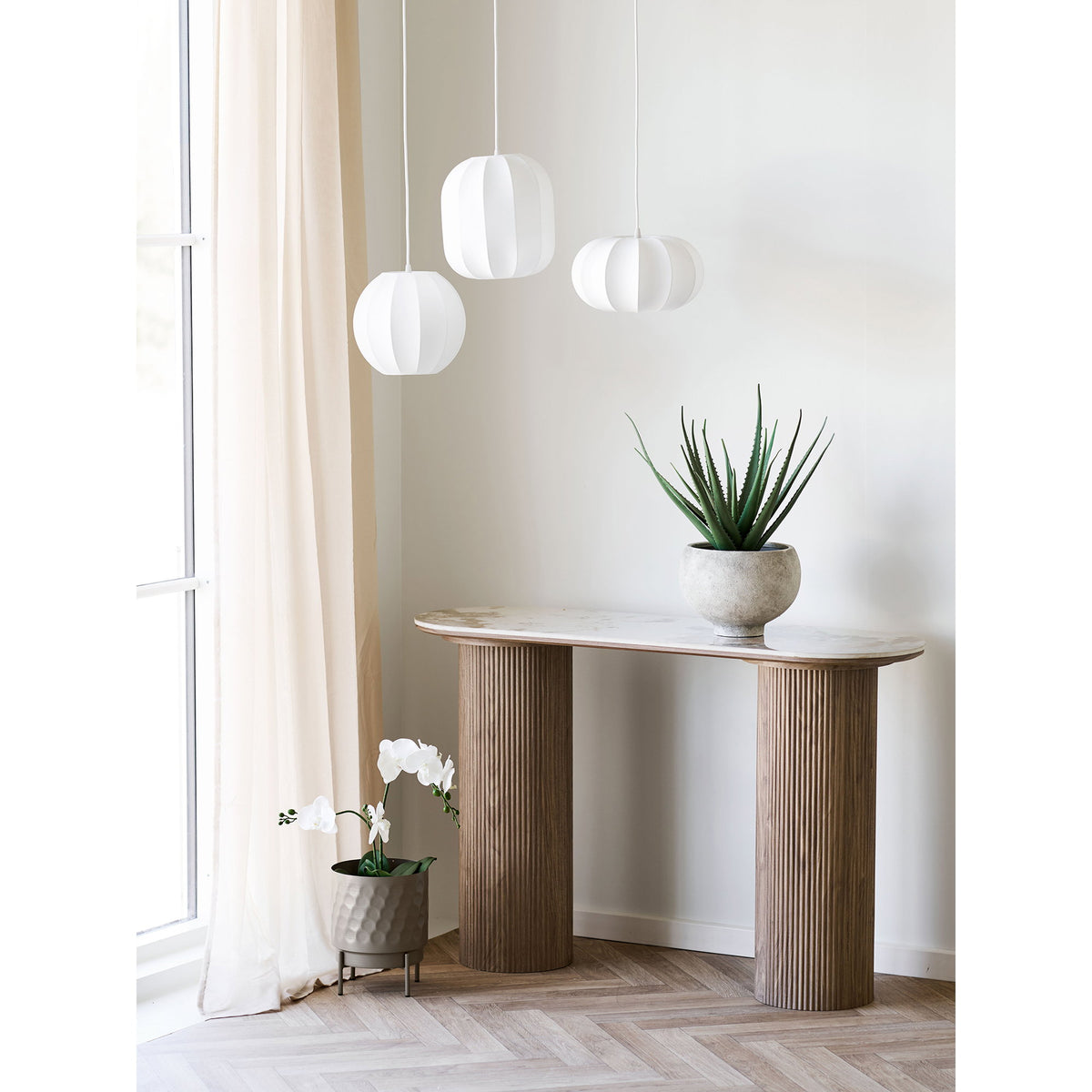 Athens Consoletafel - keramisch tafelblad, wit/bruin 40x120x78 cm