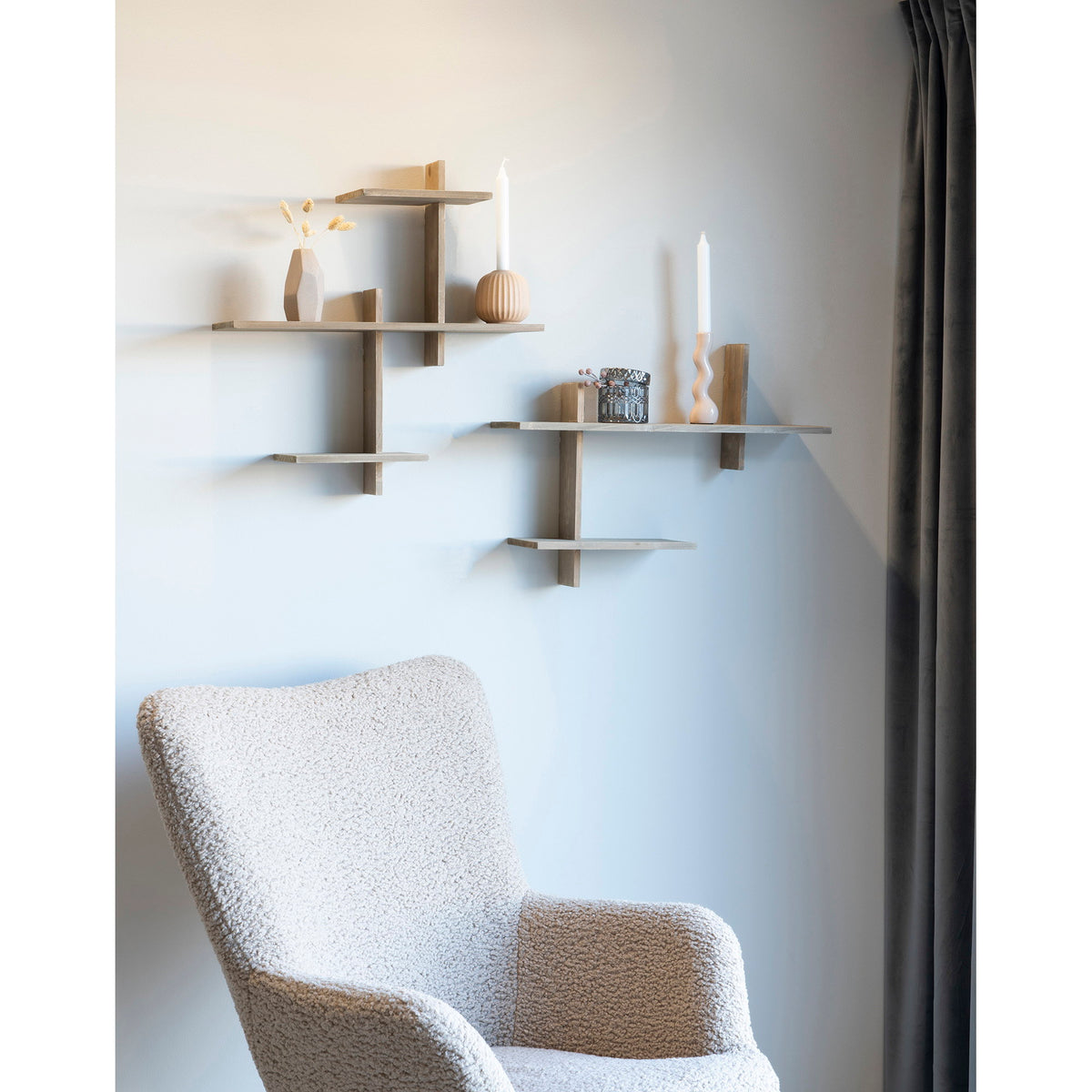 Gavi Wandplank - grenenhout 55x15x55 cm