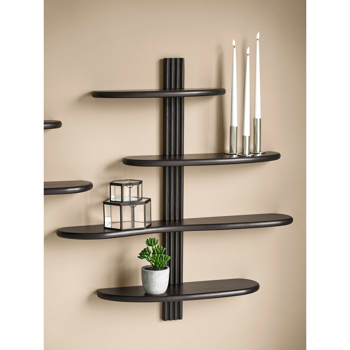Aliano Wandplank - eiken, zwart 80x17,5x88 cm