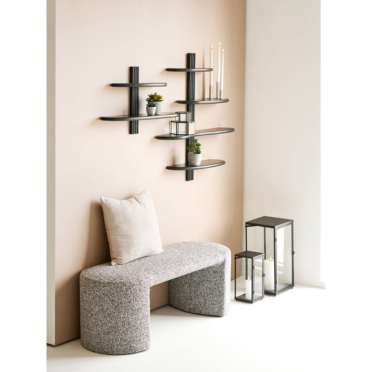 Aliano Wandplank - eiken, zwart 80x17,5x88 cm