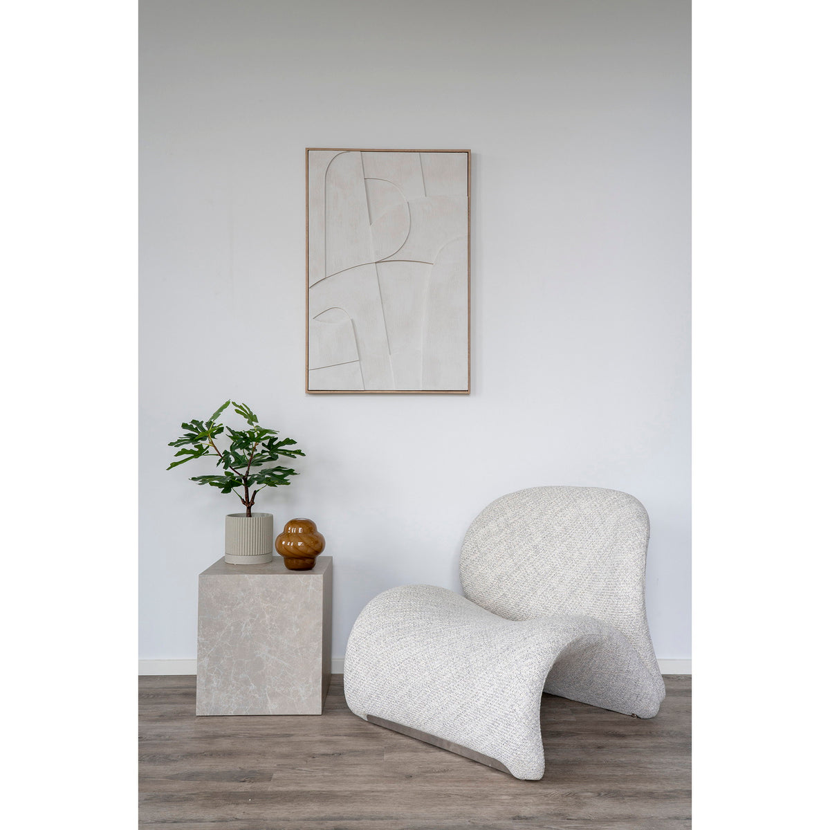 Madeline reliëf wanddecoratie - wit, 60x90 cm