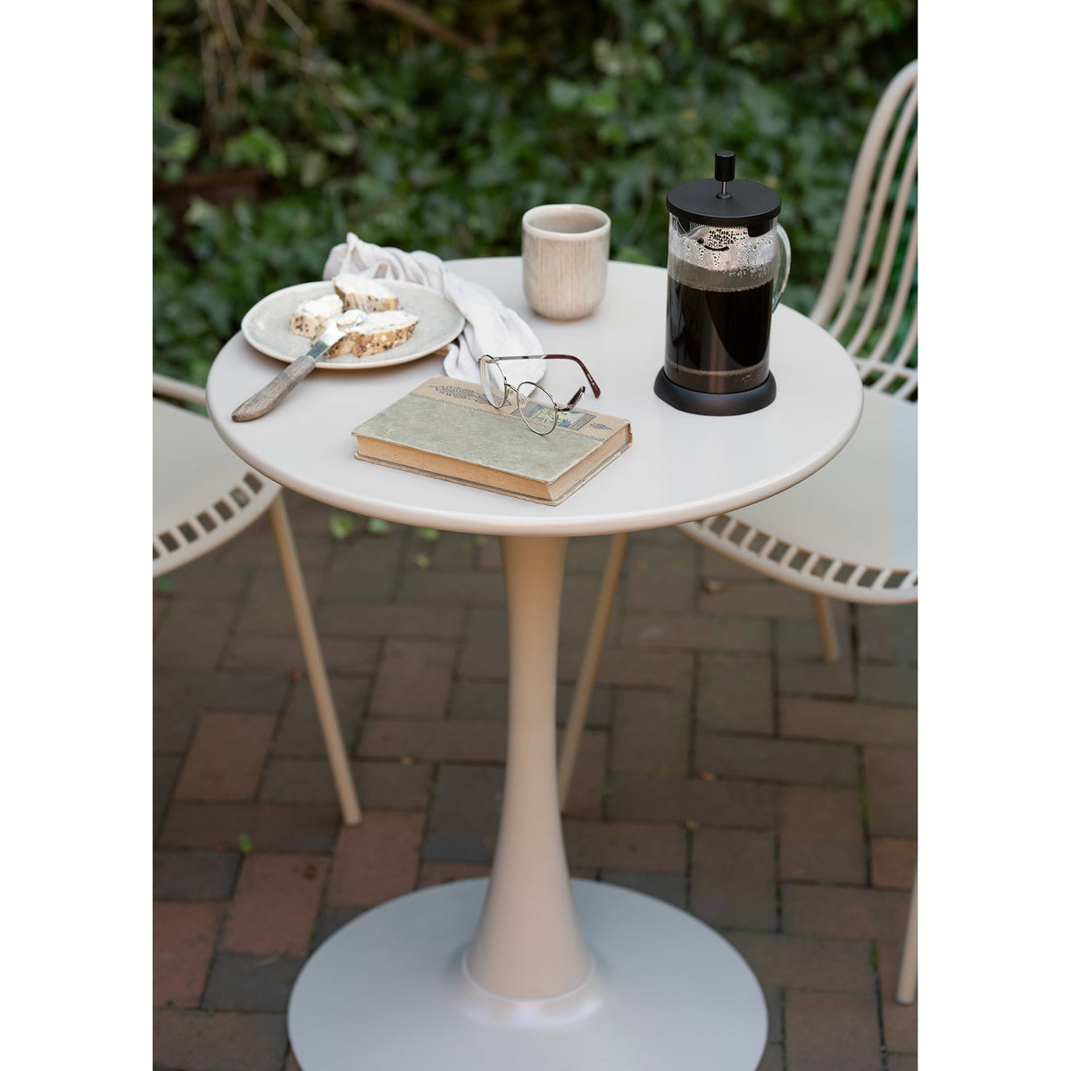 Meira Bistrotafel - staal, taupe, ø60x72 cm