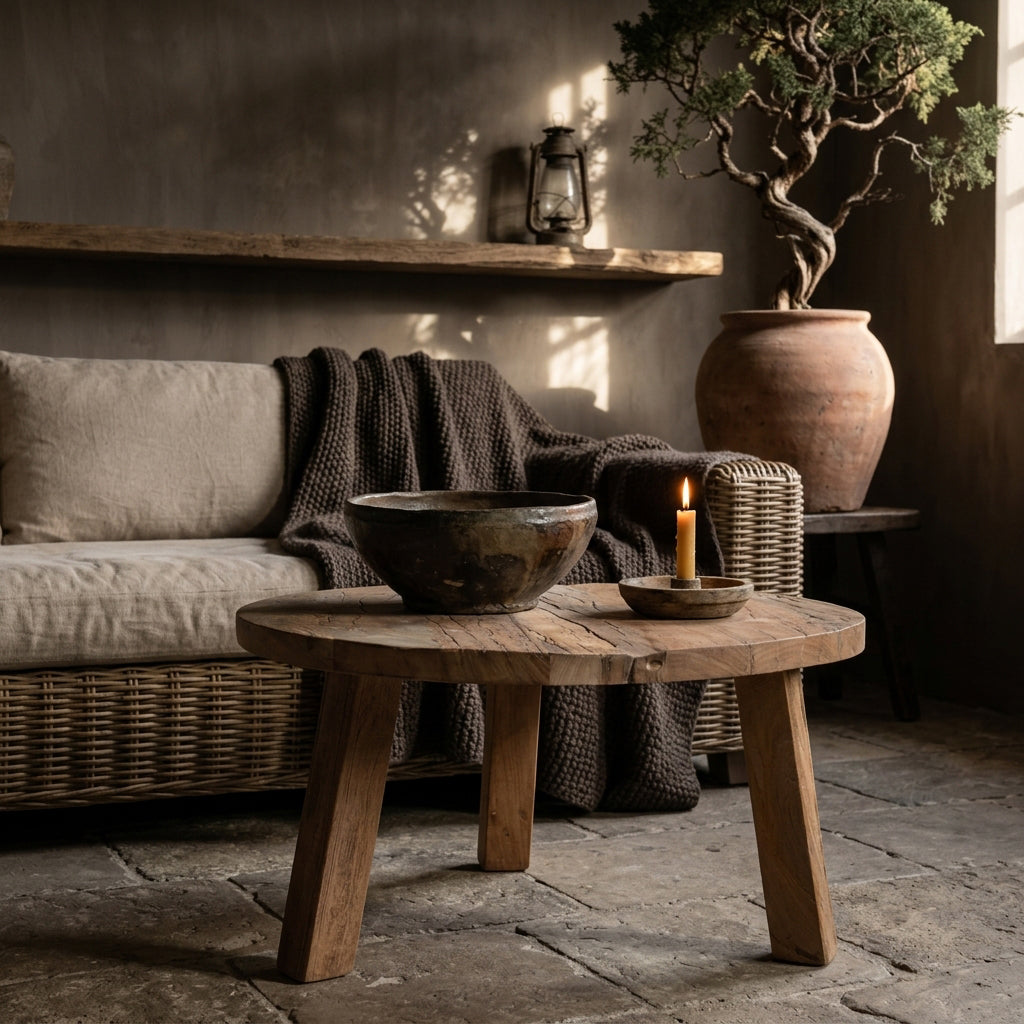 Farmwood ronde salontafel - van FSC-gecertificeerd gerecycled hout - Ø 70 x 38 cm