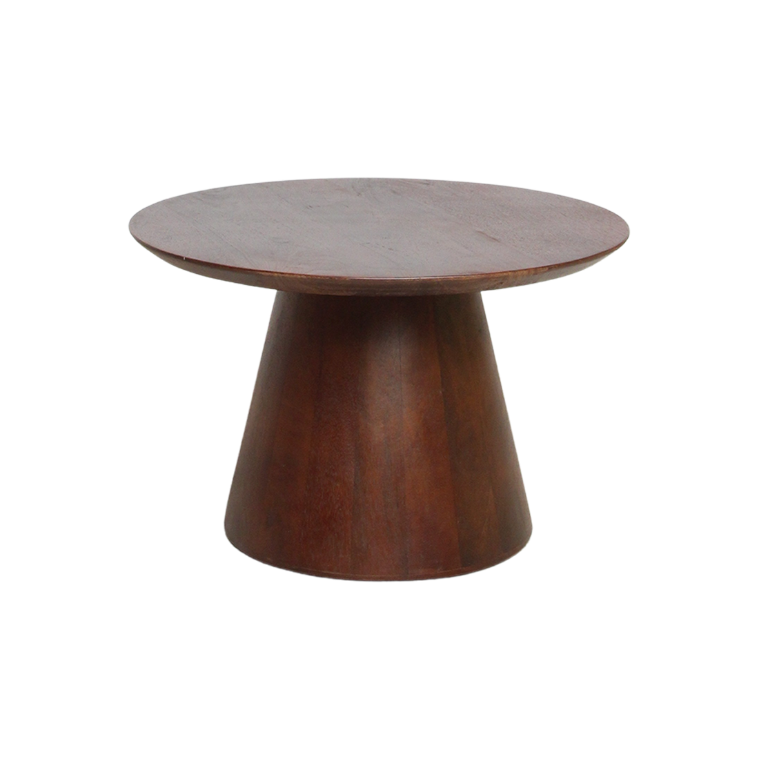 Mangohouten bijzettafel met afgeronde rand (bullnose), kegel Ø 55 cm