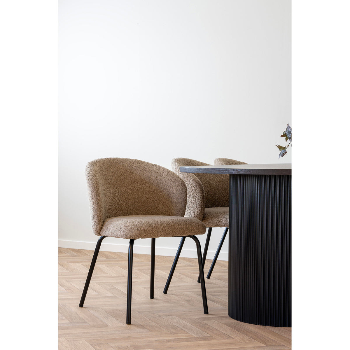 Safira Eetkamerstoel - bouclé, beige (set van 2)