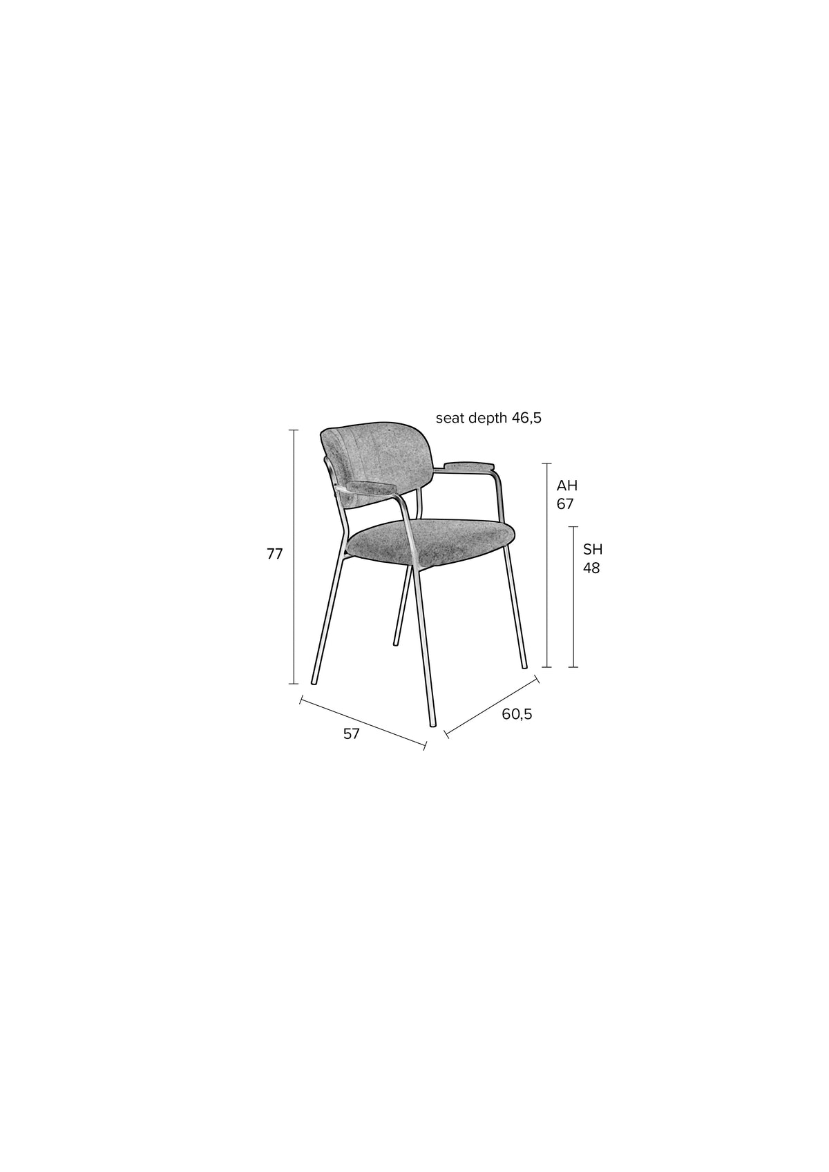 Fauteuil Jolien  Zwart/ Donkergrijs
