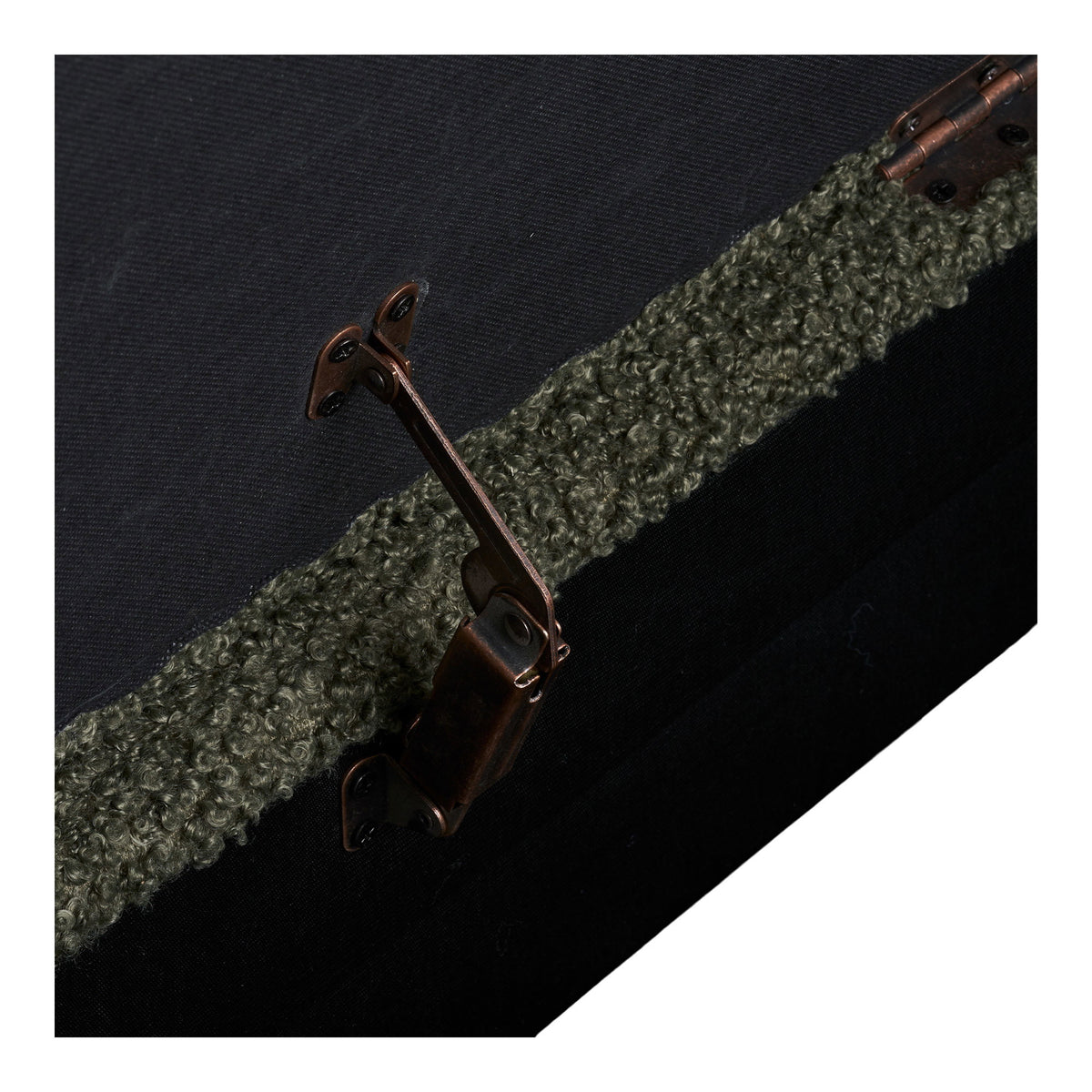 Harlow Bank met opbergruimte - teddy-stof, groen 95x37x45 cm