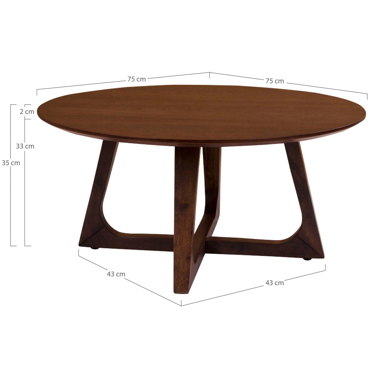 Hellerup Salontafel - notenfineer Ø75 x 36 cm