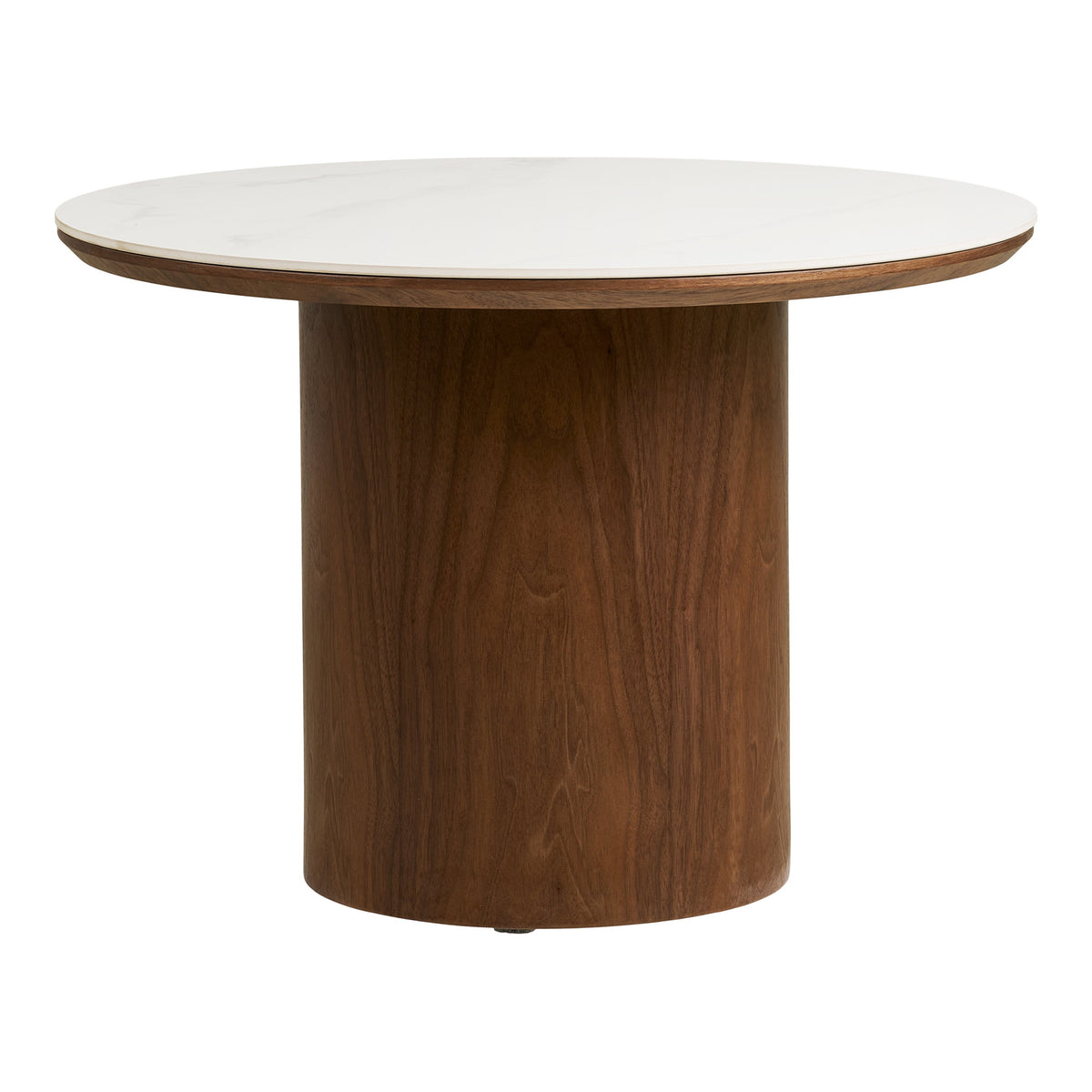 Noli Salontafel - keramisch tafelblad/essenfineer, wit/donkerbruin ø60x42 cm