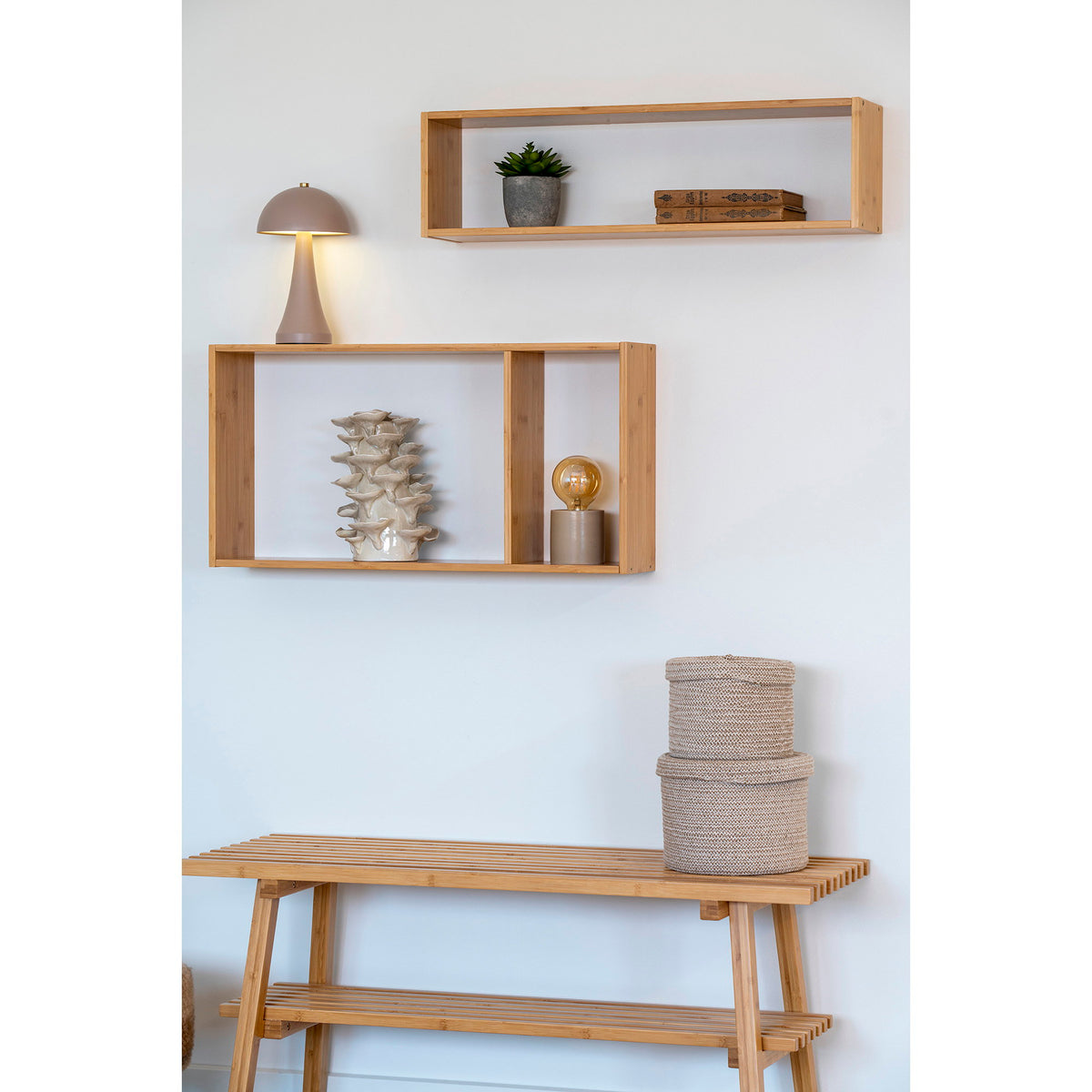 Ember Wandplank - bamboe, naturel 70x15x19,5 cm