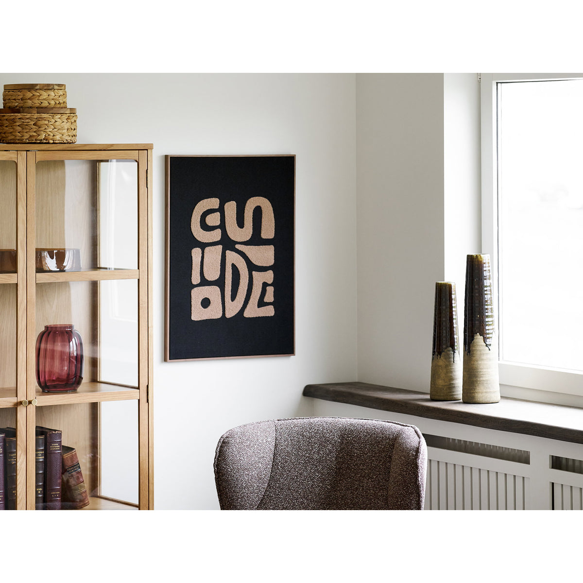 Tine Getufte wanddecoratie - beige/zwart 50x70 cm