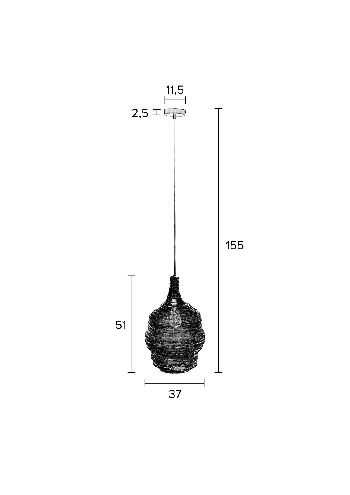 Hanglamp Lena M  Zwart