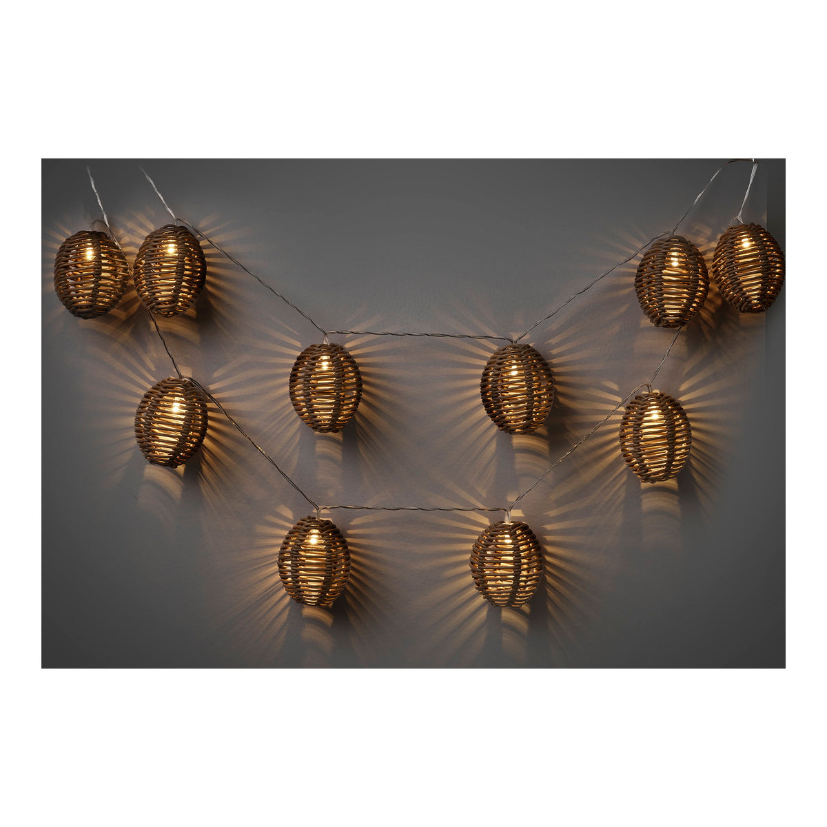 Carlisle LED String Light - Lichtsnoer, polyrattan/metaal, naturel/zwart