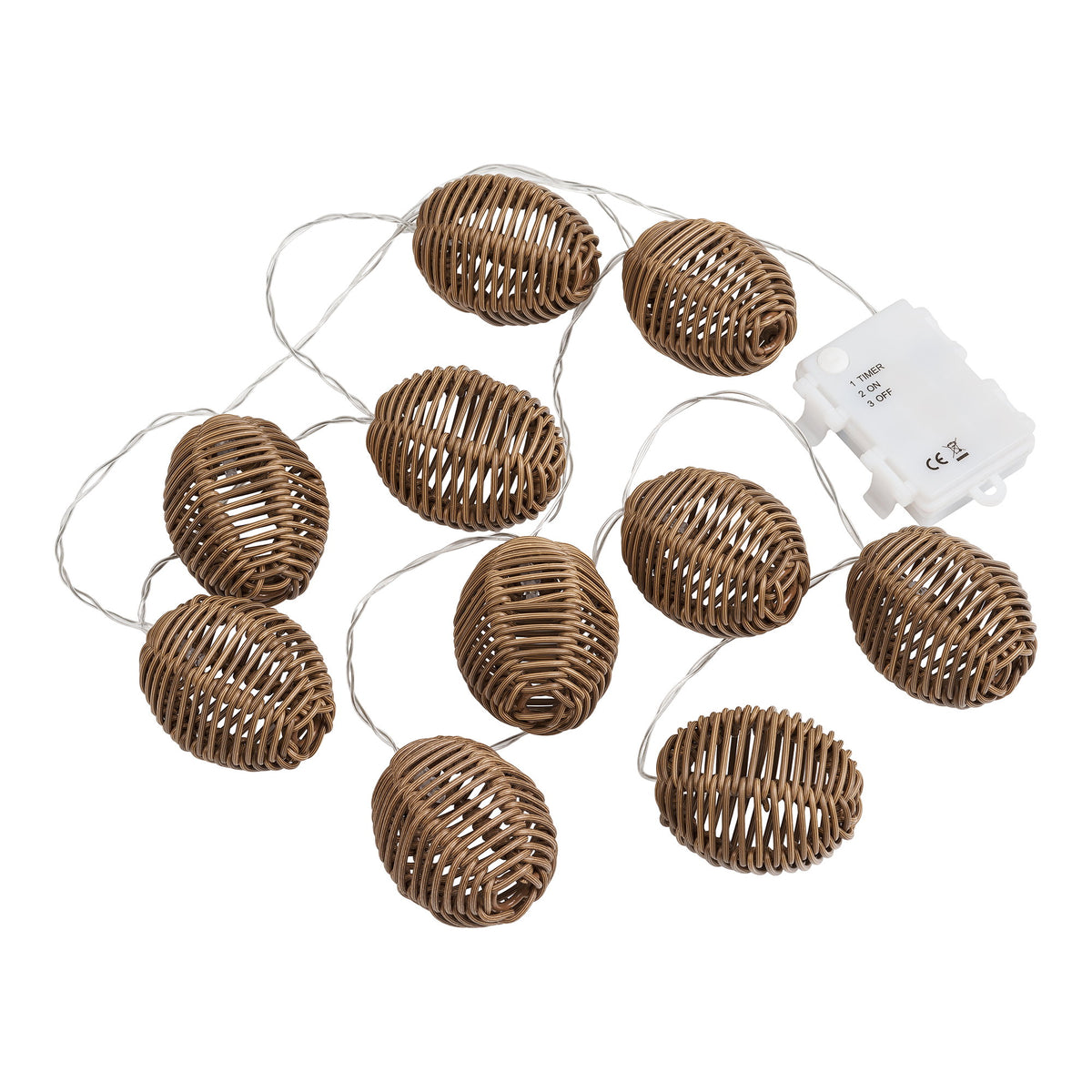 Carlisle LED String Light - Lichtsnoer, polyrattan/metaal, naturel/zwart