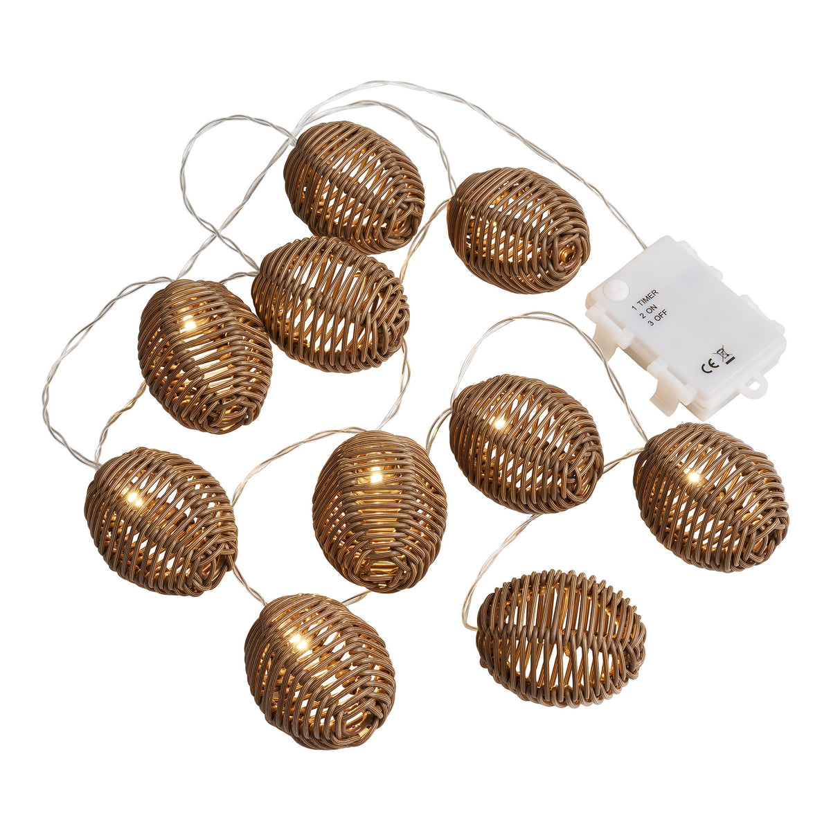 Carlisle LED String Light - Lichtsnoer, polyrattan/metaal, naturel/zwart
