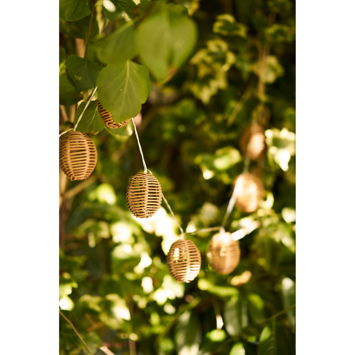 Carlisle LED String Light - Lichtsnoer, polyrattan/metaal, naturel/zwart