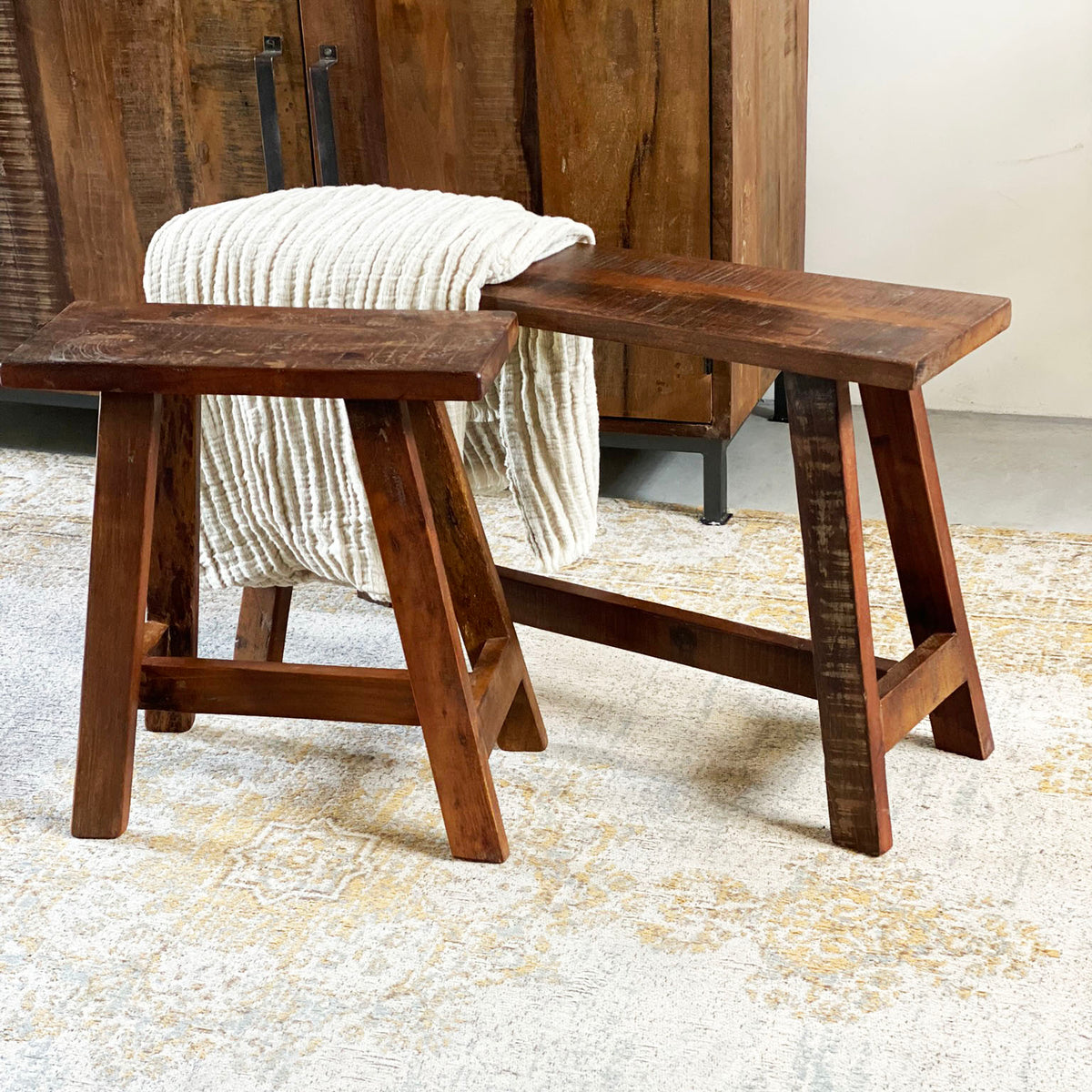 Factory "bushalte" houten bankje - 85x20x50 cm