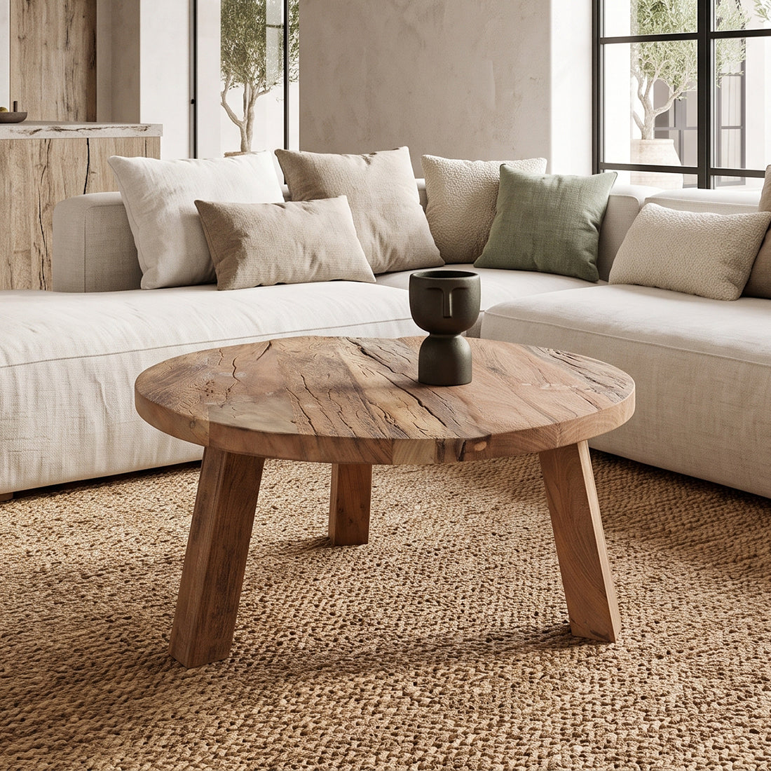 Farmwood ronde salontafel - van FSC-gecertificeerd gerecycled hout - Ø 70 x 38 cm