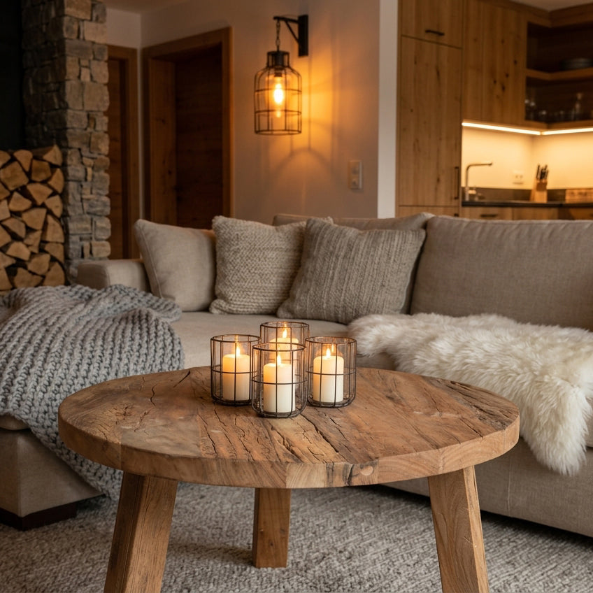 Farmwood ronde salontafel - van FSC-gecertificeerd gerecycled hout - Ø 70 x 38 cm