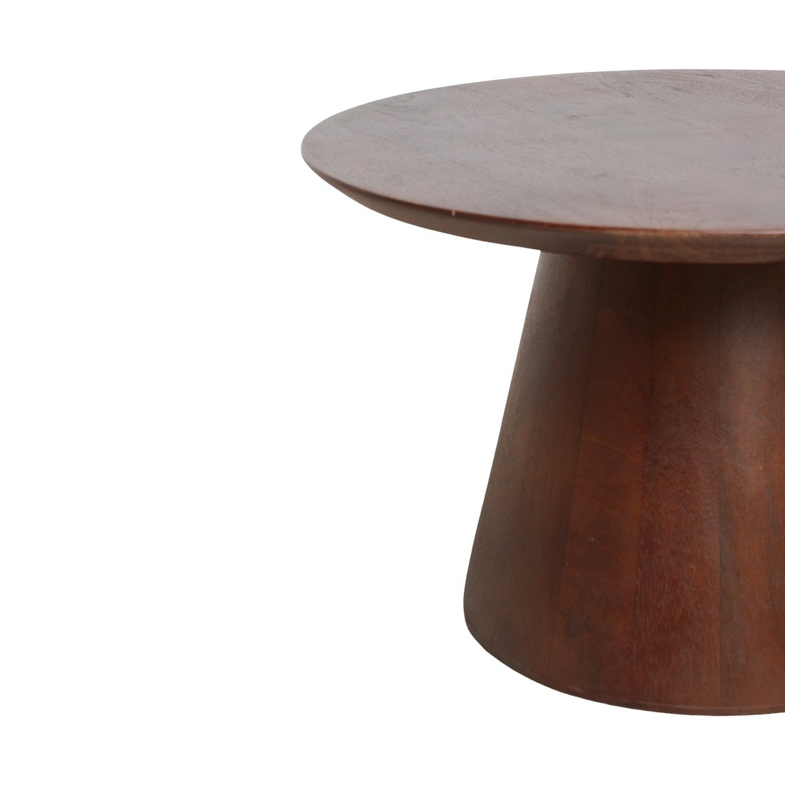 Mangohouten bijzettafel met afgeronde rand (bullnose), kegel Ø 55 cm