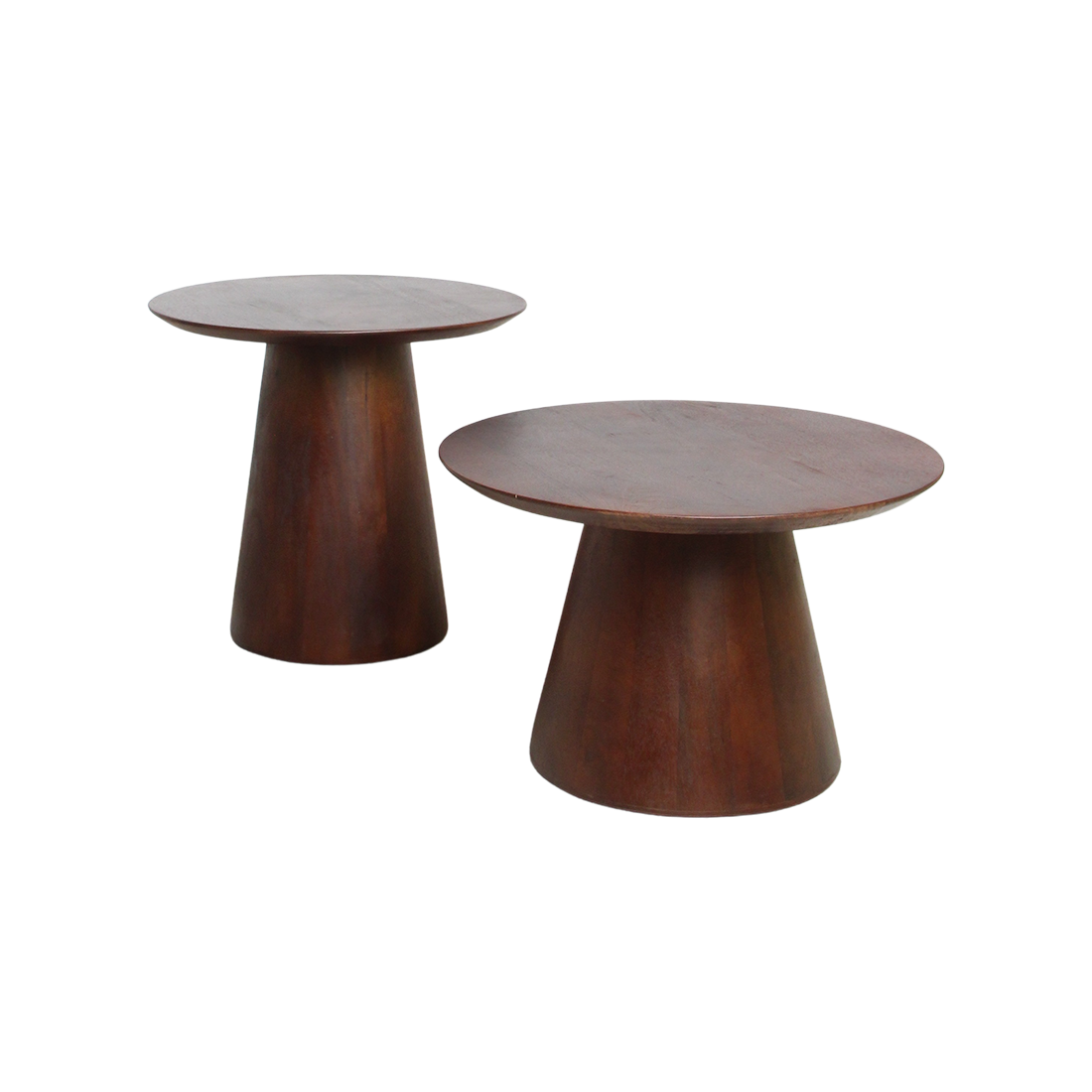 Mangohouten bijzettafel met afgeronde rand (bullnose), kegel Ø 55 cm