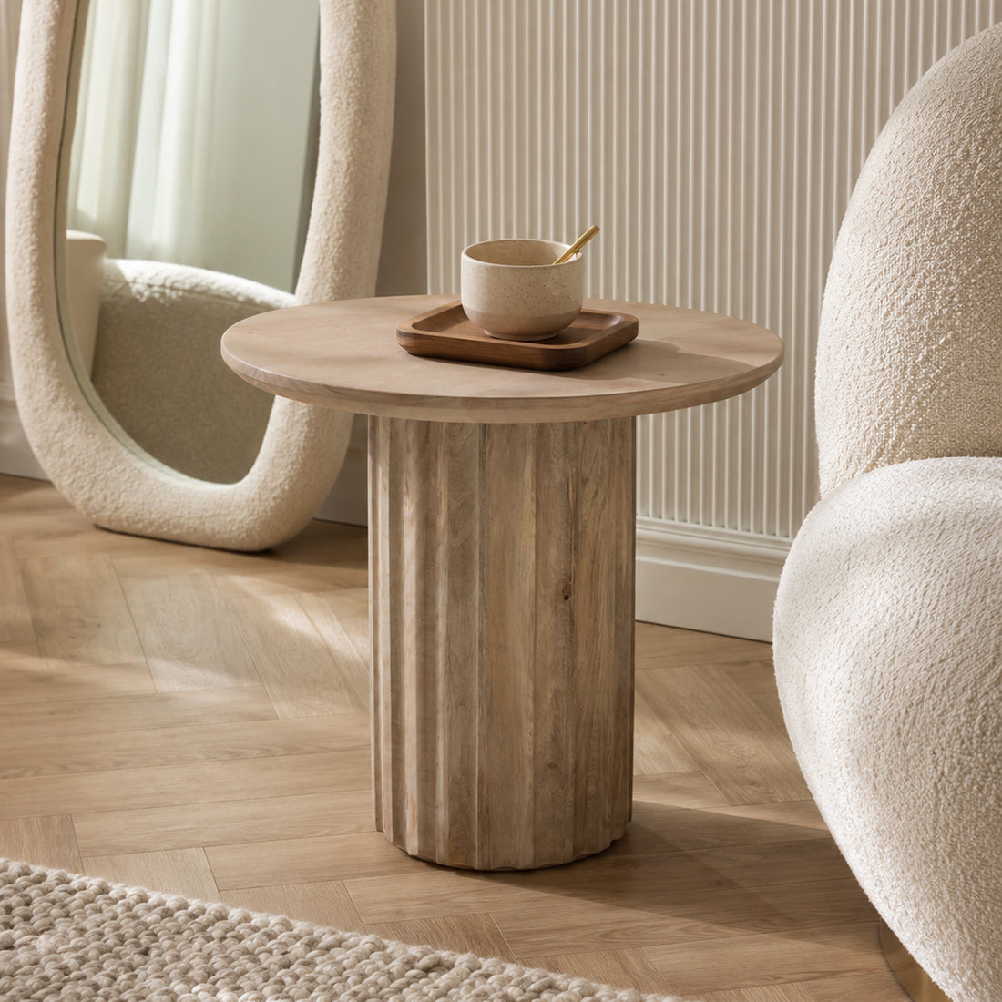 Bullnose bijzettafel naturel Ø 50 cm